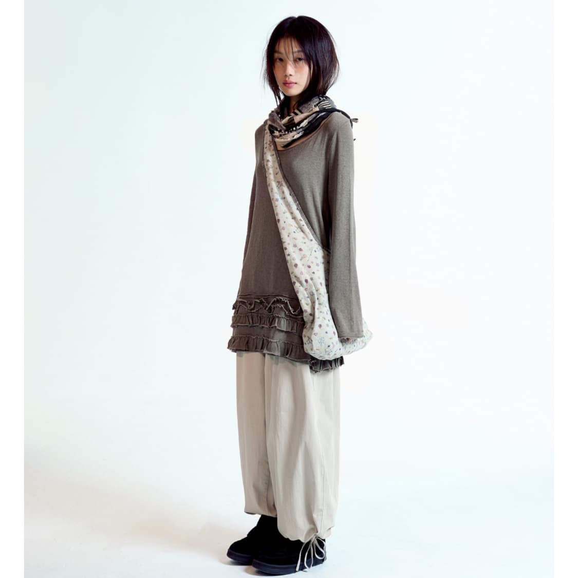 [2] 코이세이오 멀티플 프릴 드레스 브라운 원피스 상품이미지4