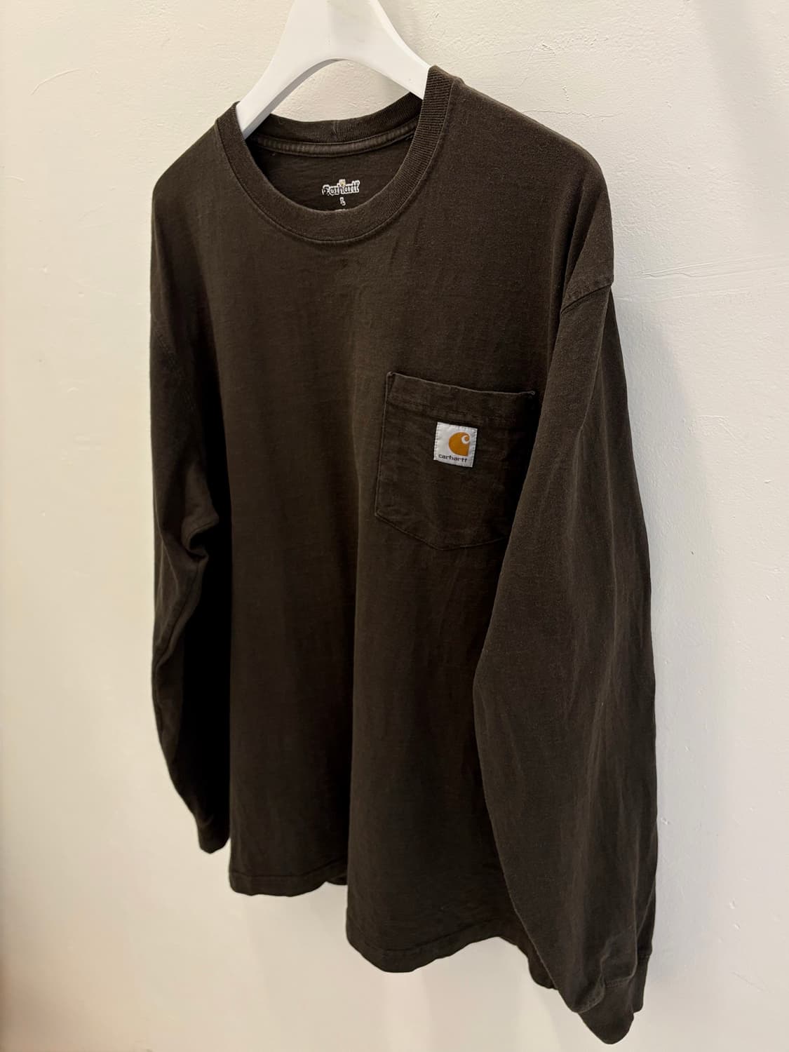 칼하트 롱슬리브 티셔츠 카키+브라운 컬러  상품이미지1