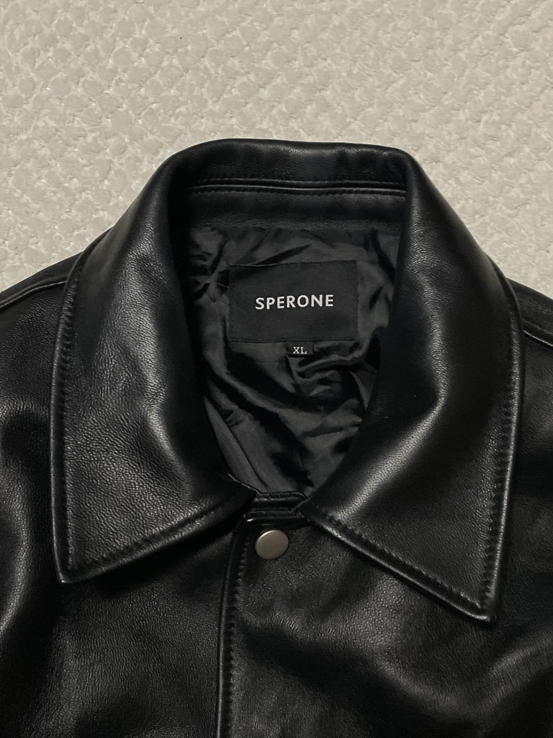 SPERONE 스페로네 램스킨 양가죽 스타디움 숏 레더 바시티 자켓 상품이미지6