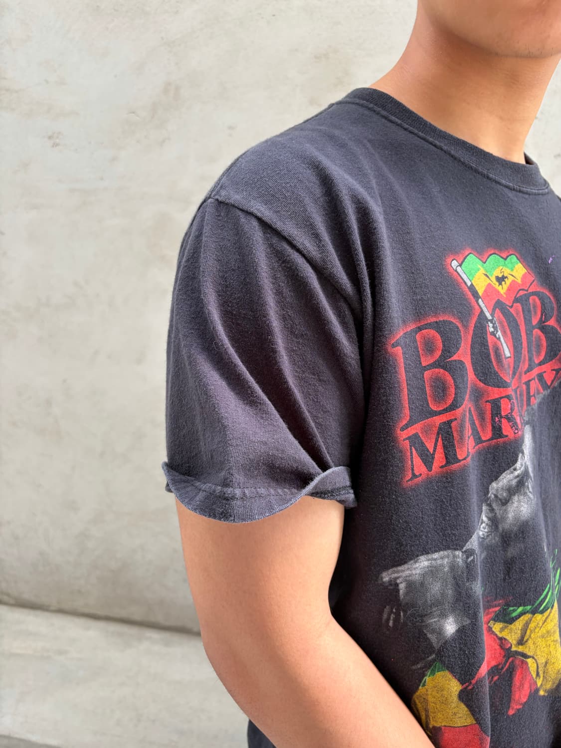 00‘s Bob Marley rap print faded T-shirt 상품이미지6