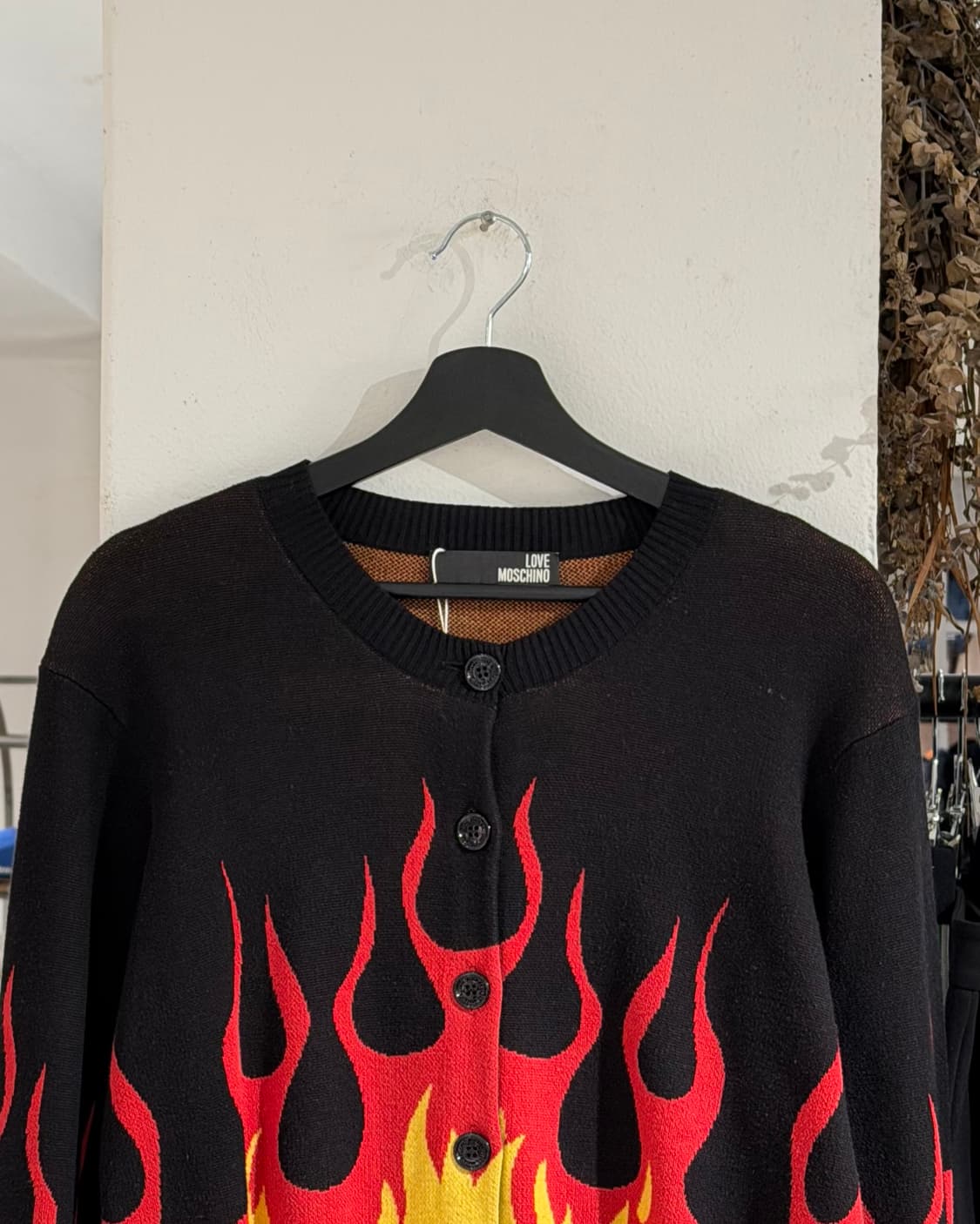 모스키노 블랙 파이어 패턴 니트 가디건 상품이미지4