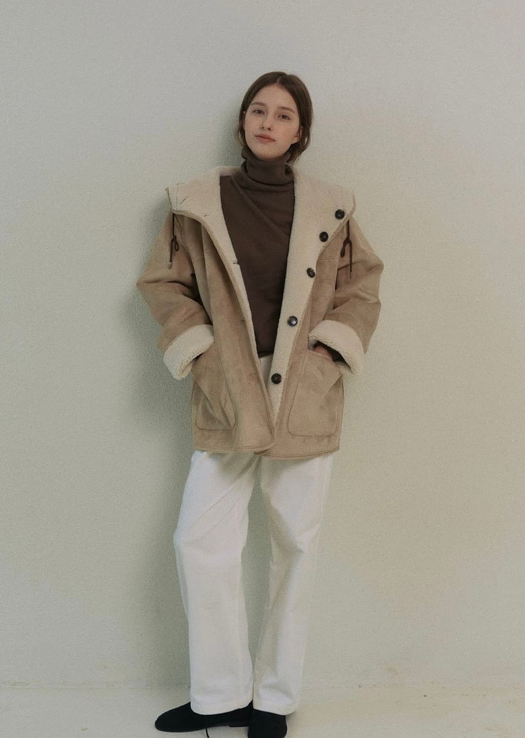 틸버 후드 시어링 리버시블 무스탕 상품이미지1