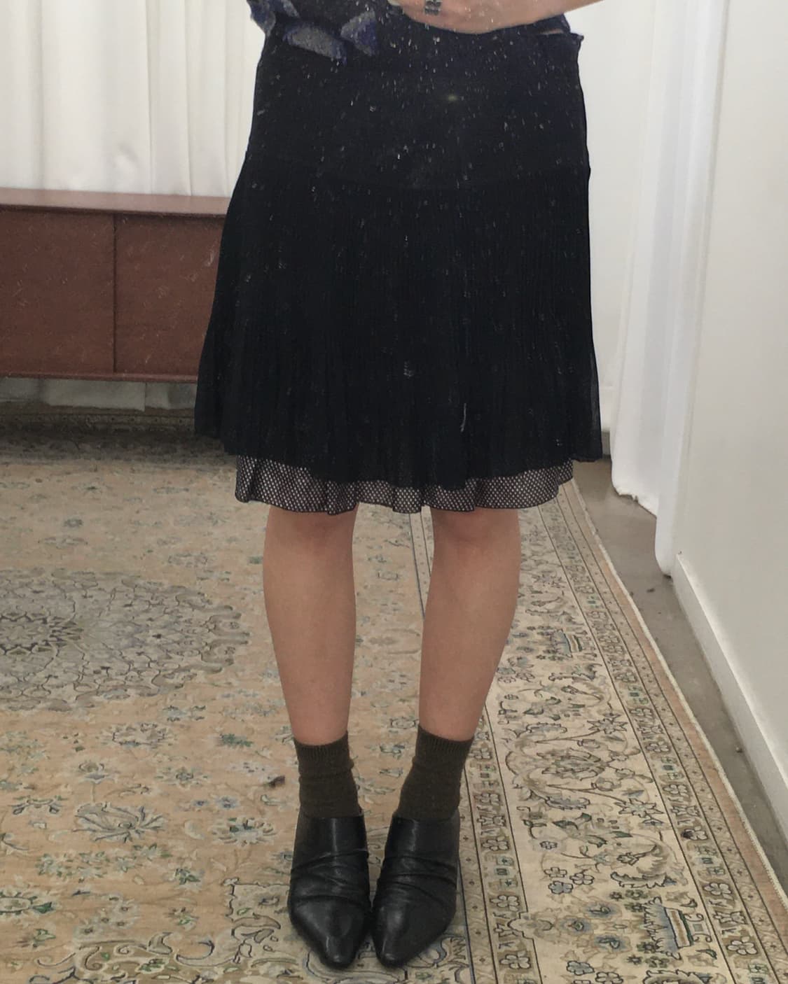 블랙 플리츠 스커트 상품이미지1