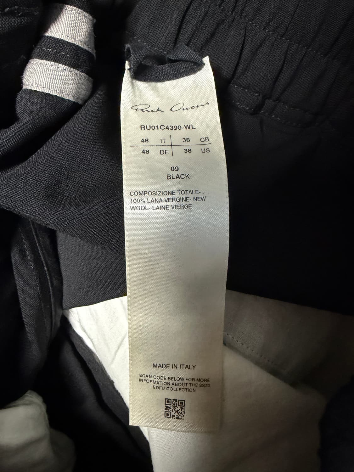 Rick Owens  EDFU 라이트 울 드로스트링 팬츠 상품이미지3