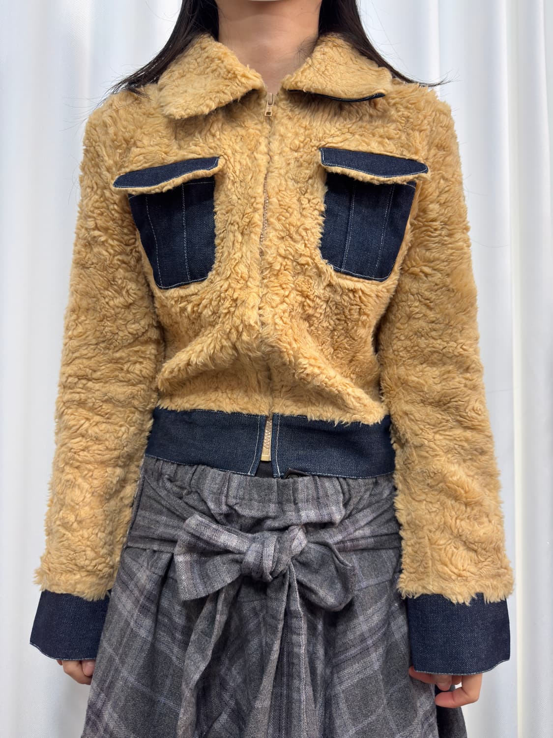 fur denim jacket 상품이미지1