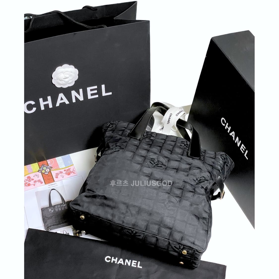 [정품/OS] CHANEL 샤넬 블랙 나일론 2in1 토트백 가방 숄더 상품이미지6