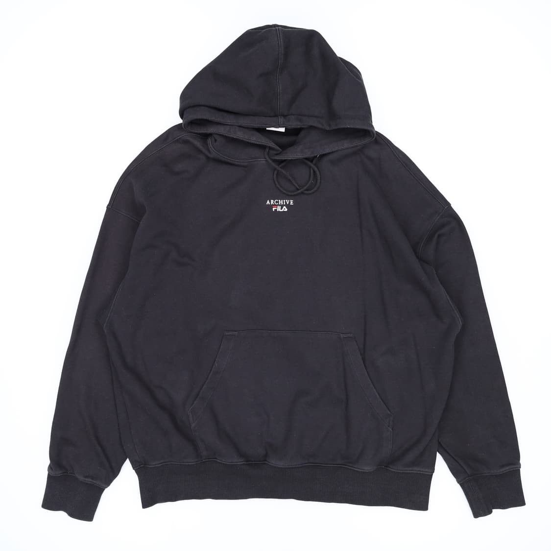 [XL] 휠라 공용 로고레이어드 오버핏 후드티 블랙 3958 상품이미지1