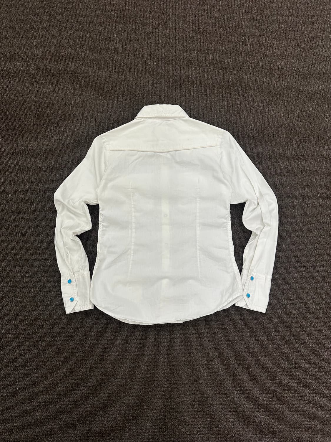 S)Japanese vintage 블루 버튼 화이트 웨스턴 셔츠 상품이미지7