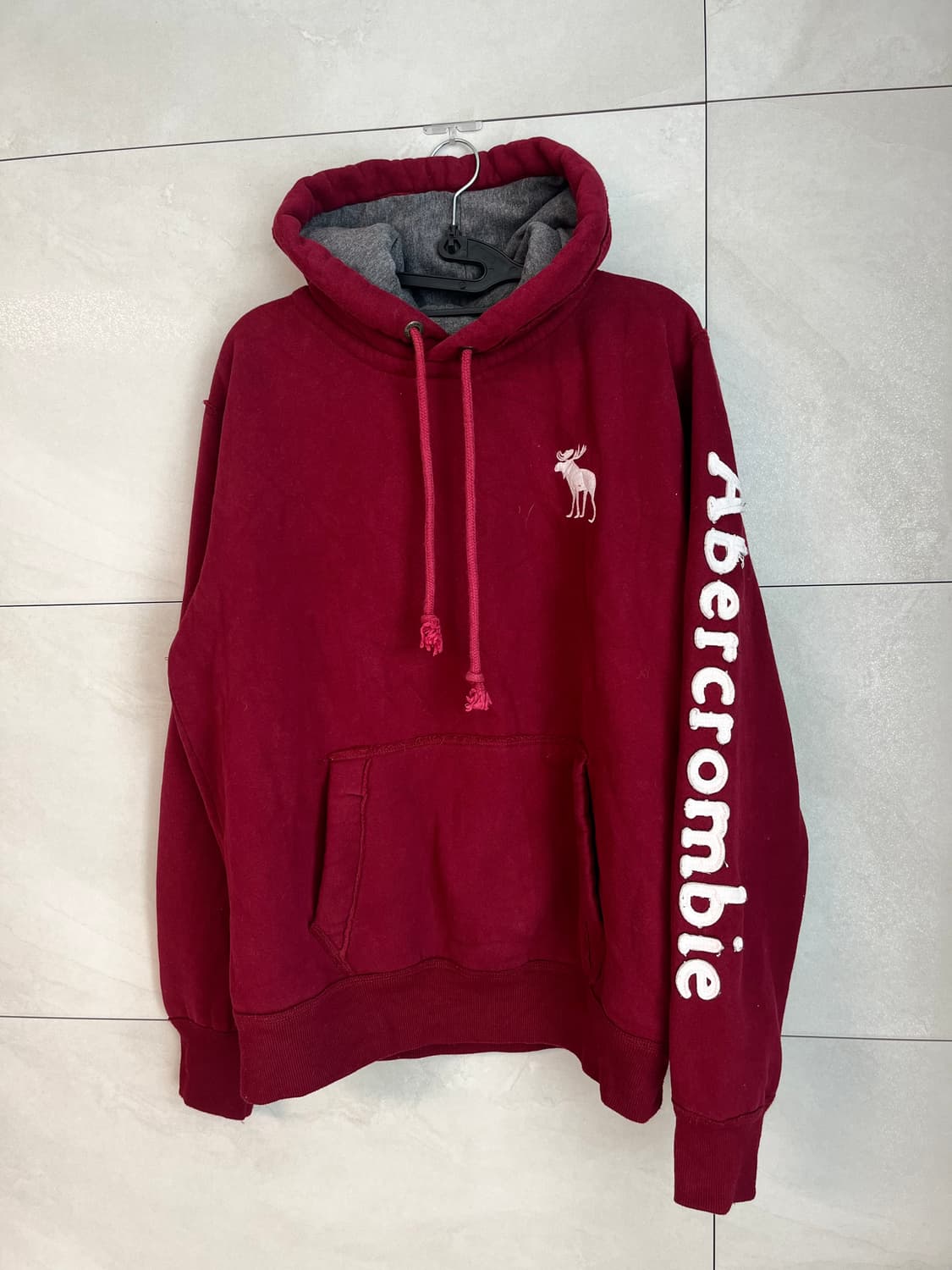 아베크롬비 화이트순록 버건디 후드티 [L] 상품이미지3