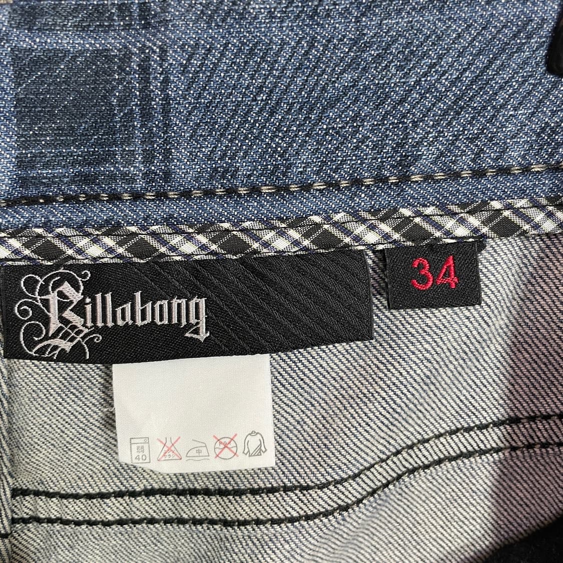빌리봉 체크패턴 데님 반바지 상품이미지5