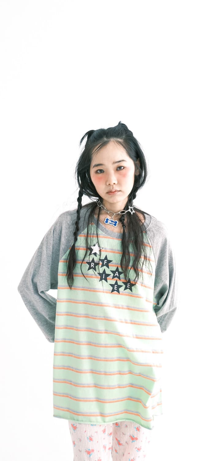 샵페어리 레인보우 래글런 티셔츠 민트 상품이미지1