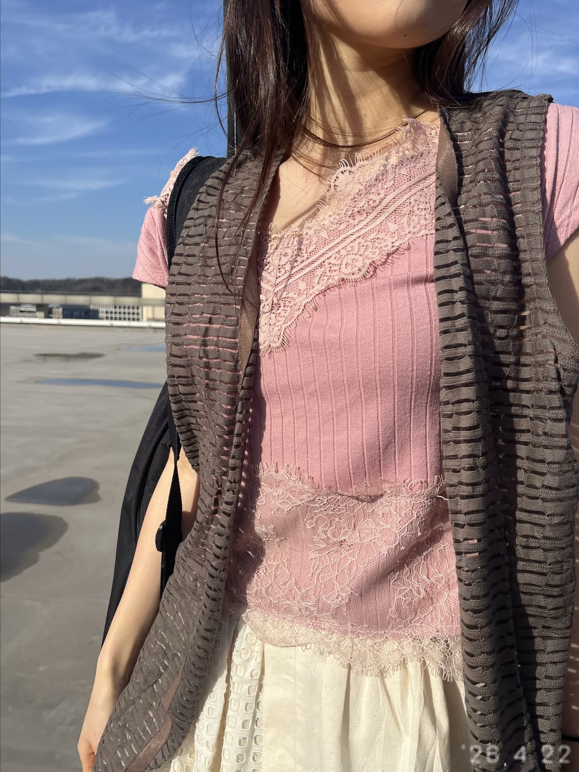 Lace Top + Vest 레이스탑 + 베스트 상품이미지1