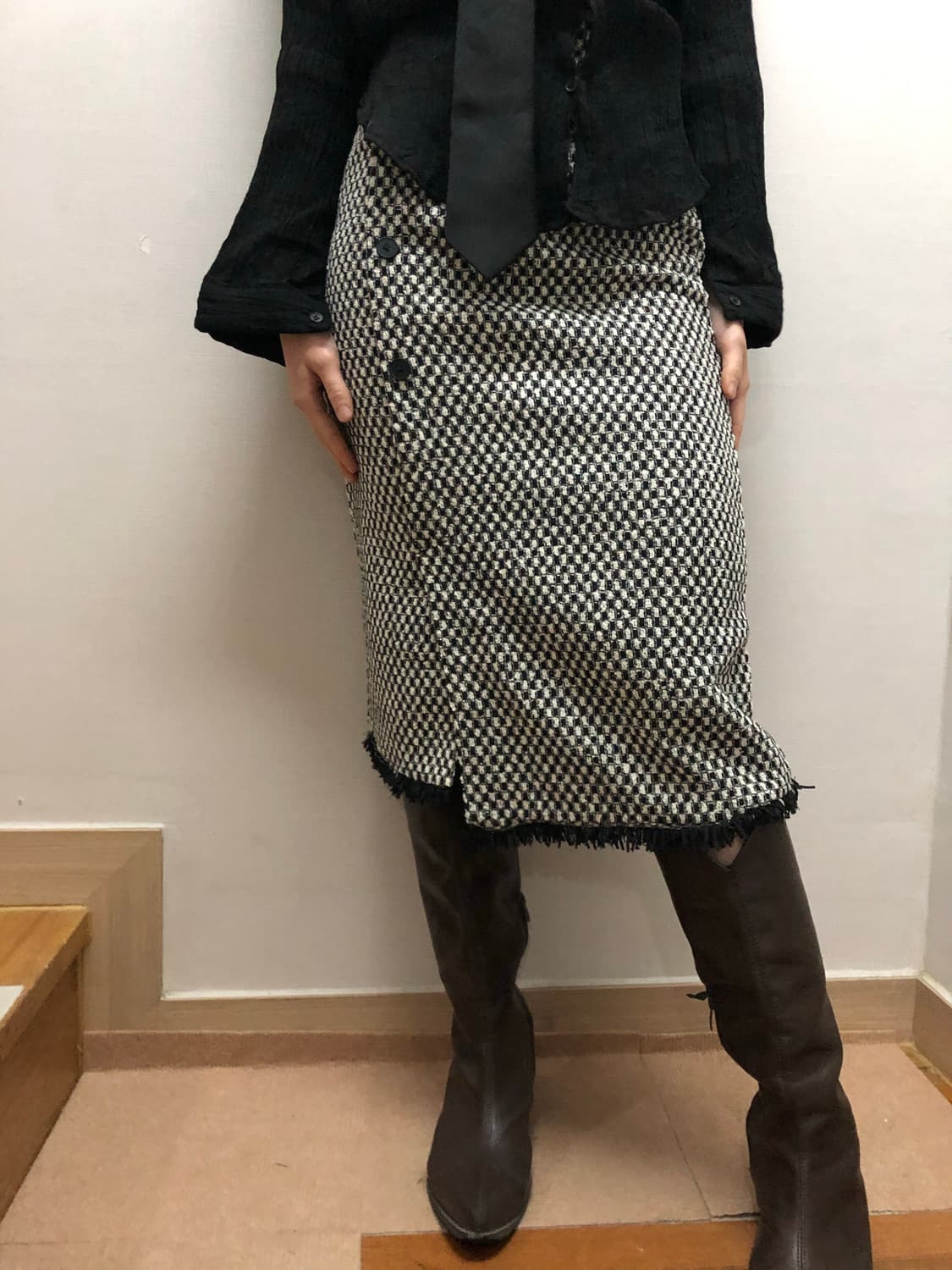 빈티지 블랙 버튼 스커트 상품이미지6