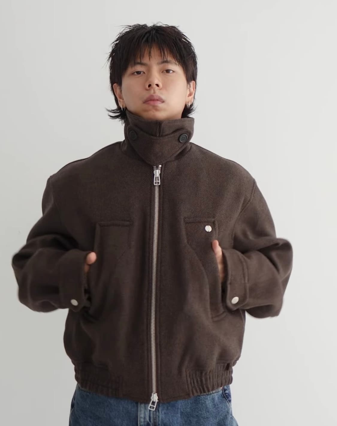 IEY TAP WOOL JACKET Brown M사이즈 상품이미지3