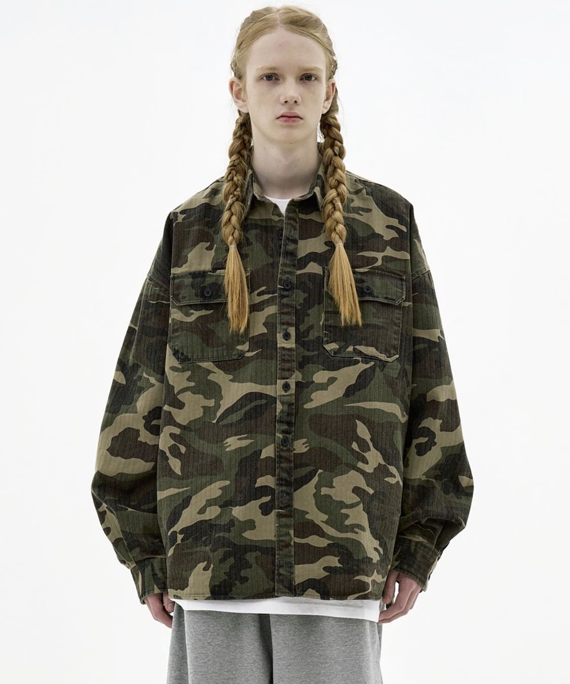 테이크이지 자이언트핏 카모 셔켓 자켓 카모 베이지 S 상품이미지2