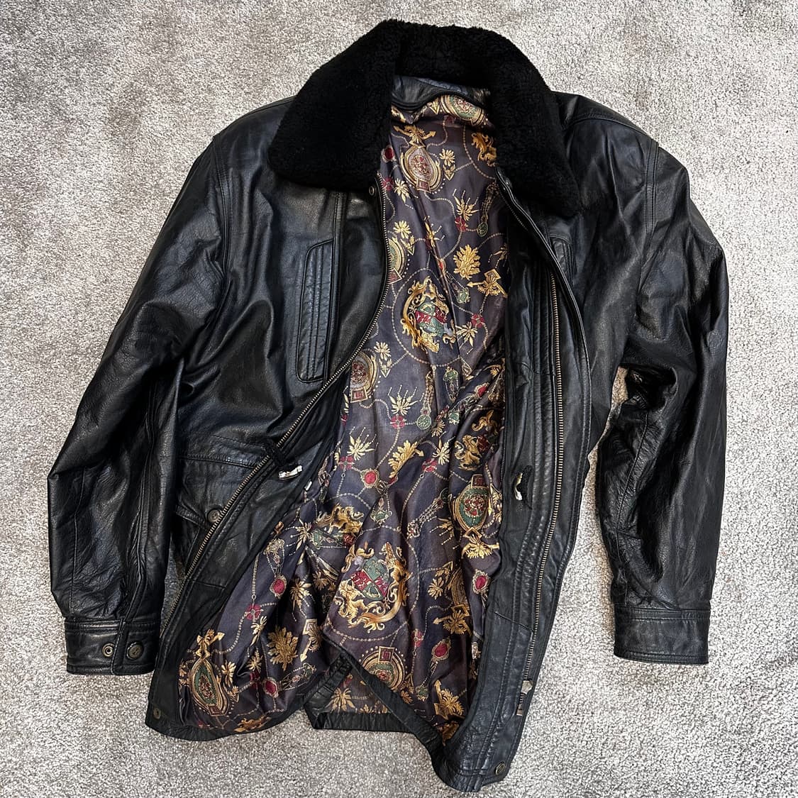 빈티지 블랙 소가죽 사파리 자켓L 상품이미지3