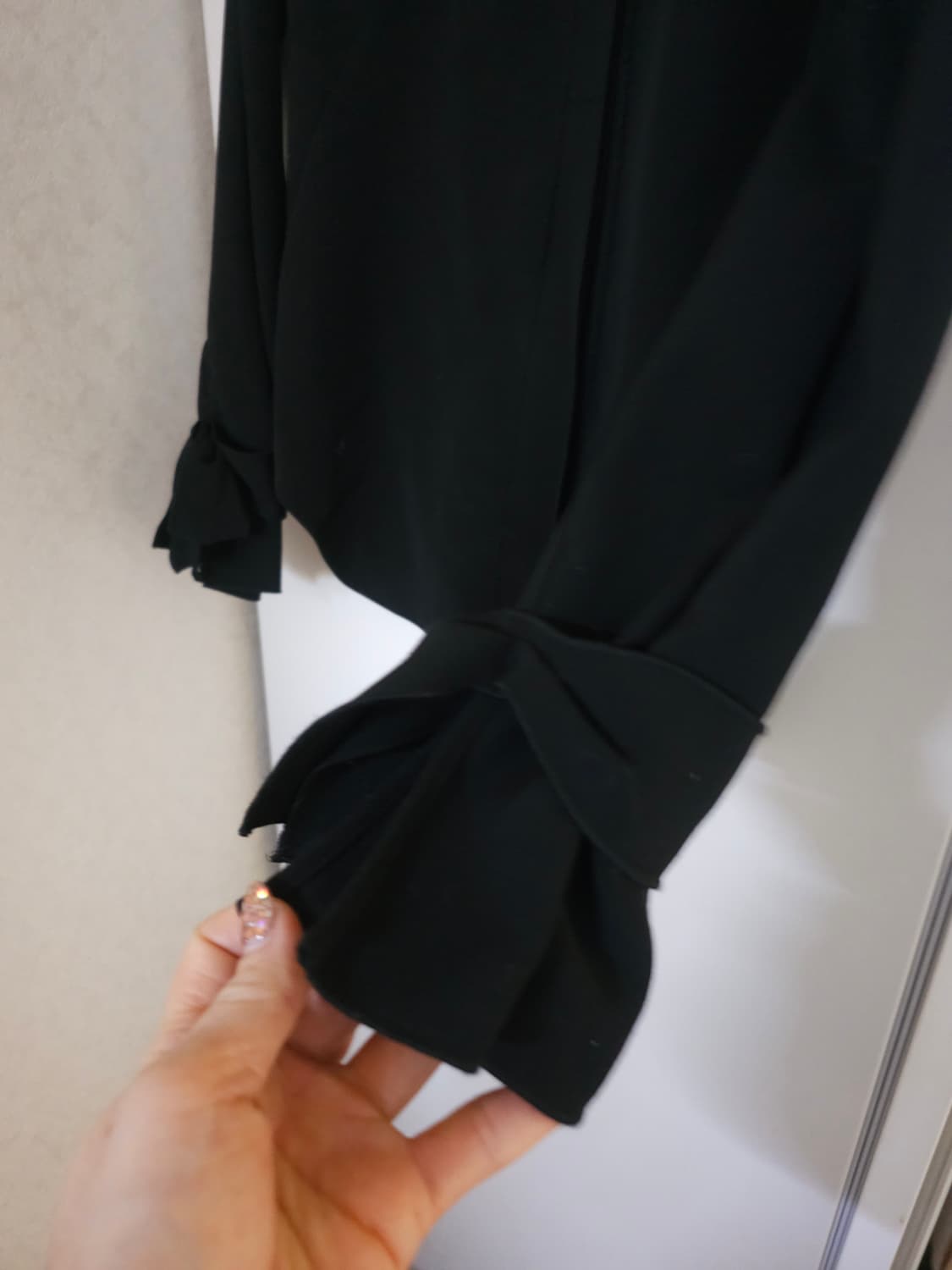 새상품)미샤 실크배색 차이나넥 블라우스 상품이미지3