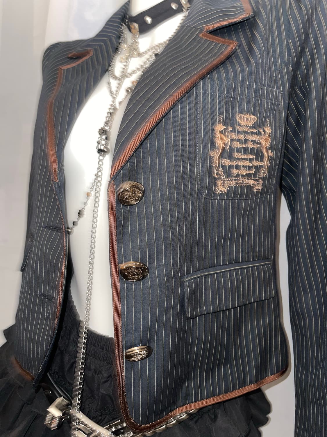 Jk 스쿨룩 스트라이프 네이비 자켓 갸루 상품이미지3