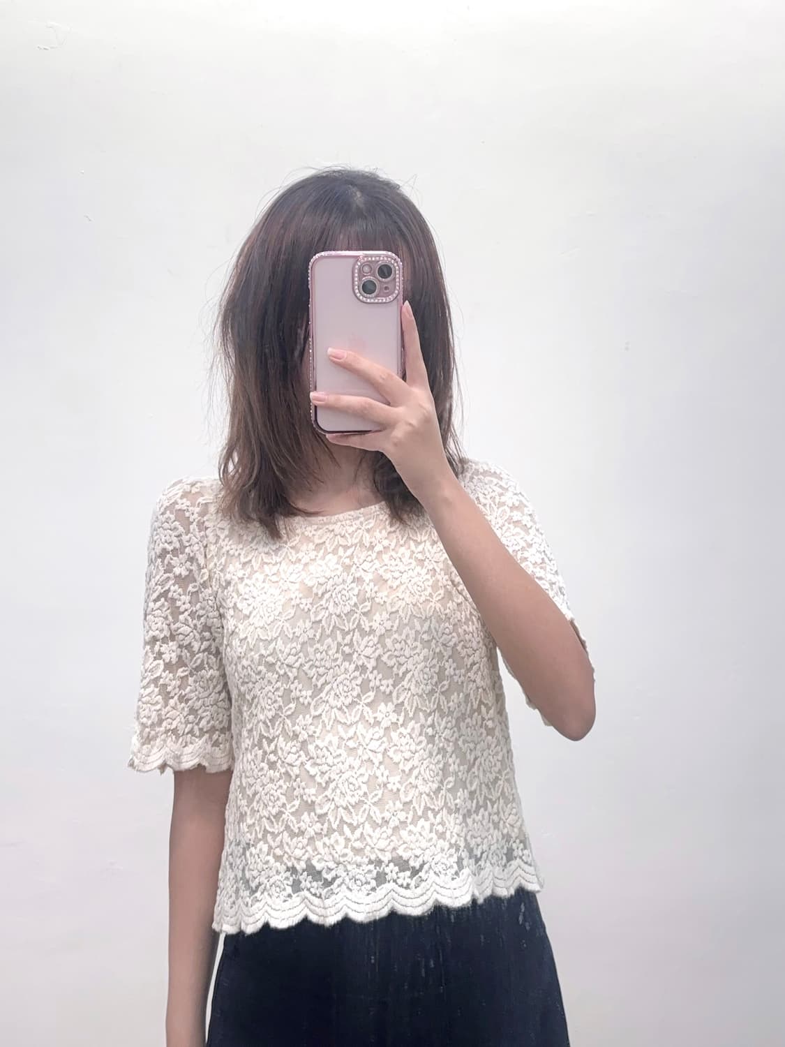 misch masch 밋슈맛슈 레이스 스나계 반팔 블라우스 상품이미지1