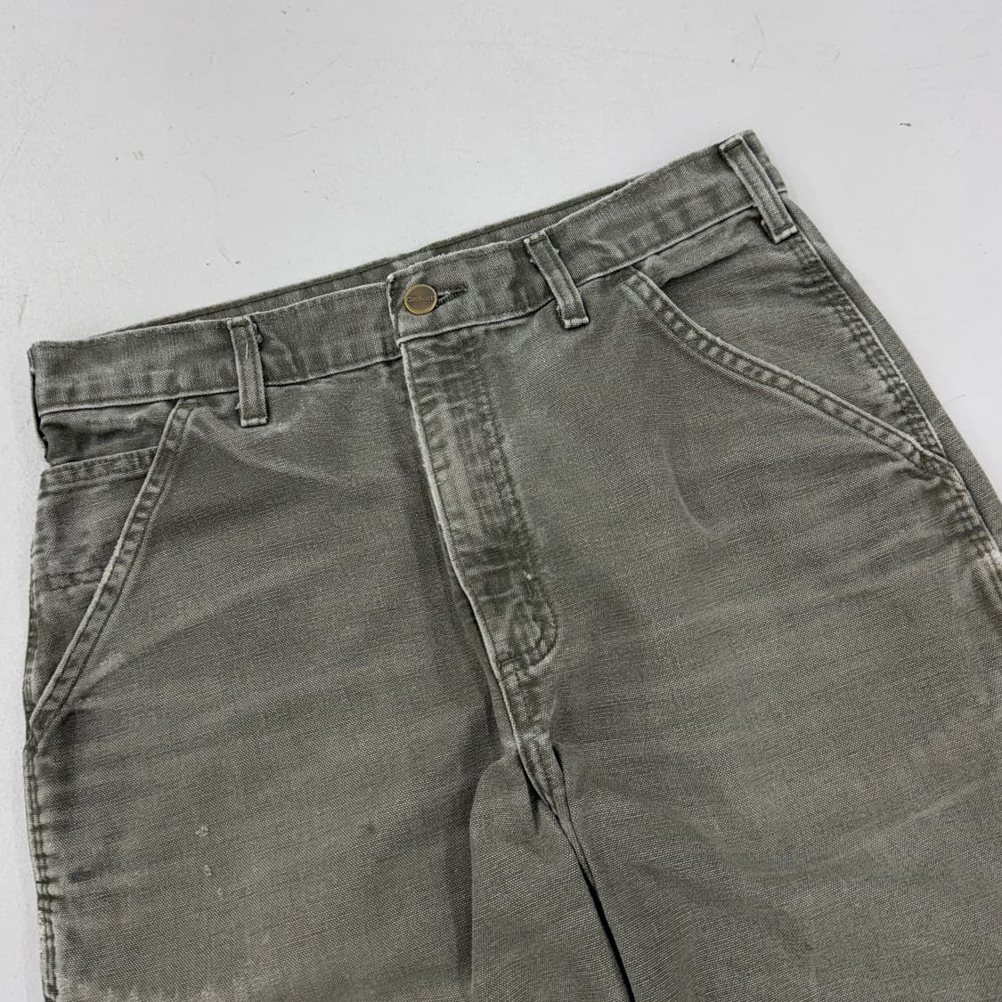 칼하트 OG 가죽패치 모스그린 카펜터 덕캔버스 페이딩 와이드 워크팬츠 상품이미지4