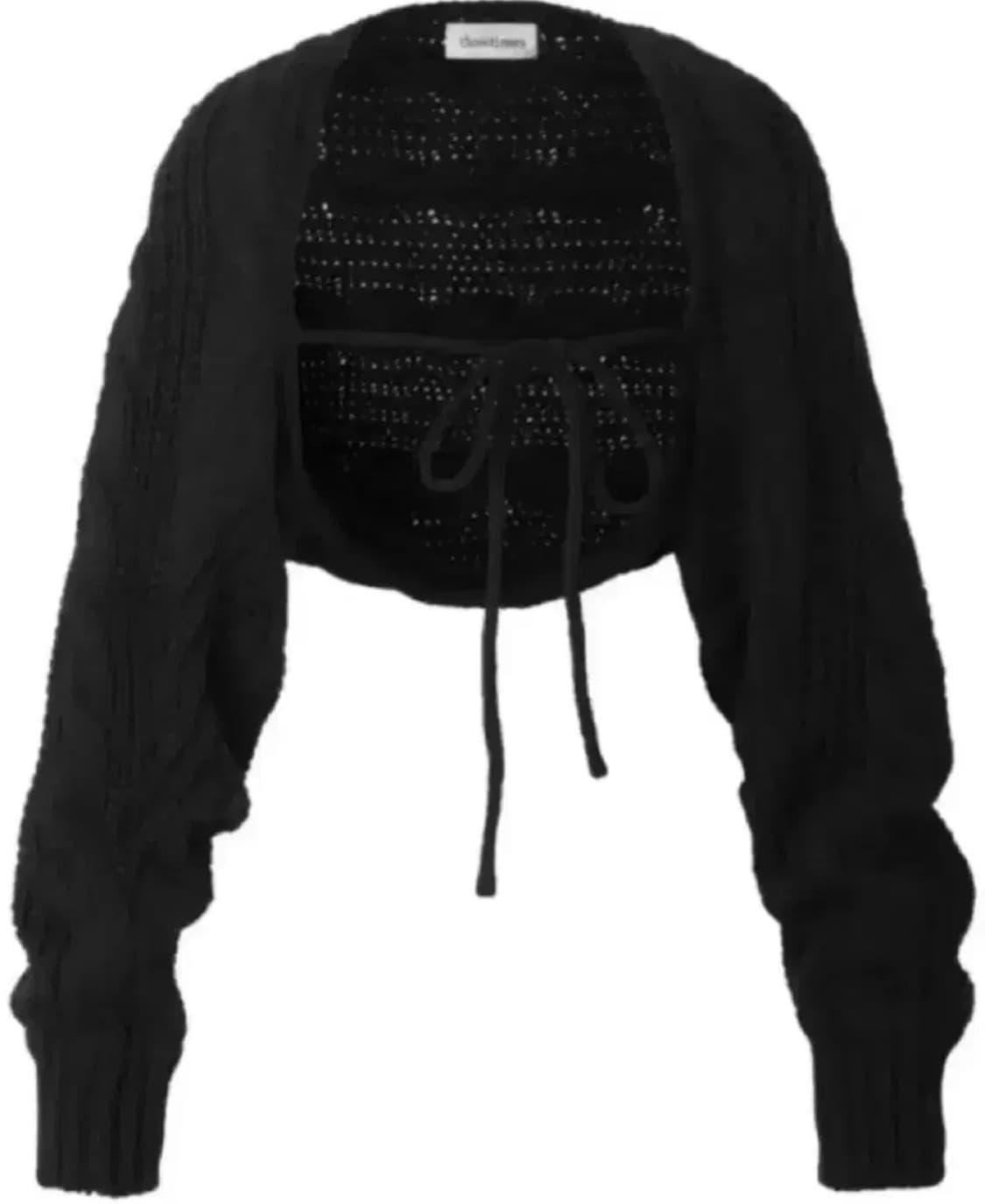 쓰리타임즈 23f/w 케이블 볼레로 블랙 상품이미지1