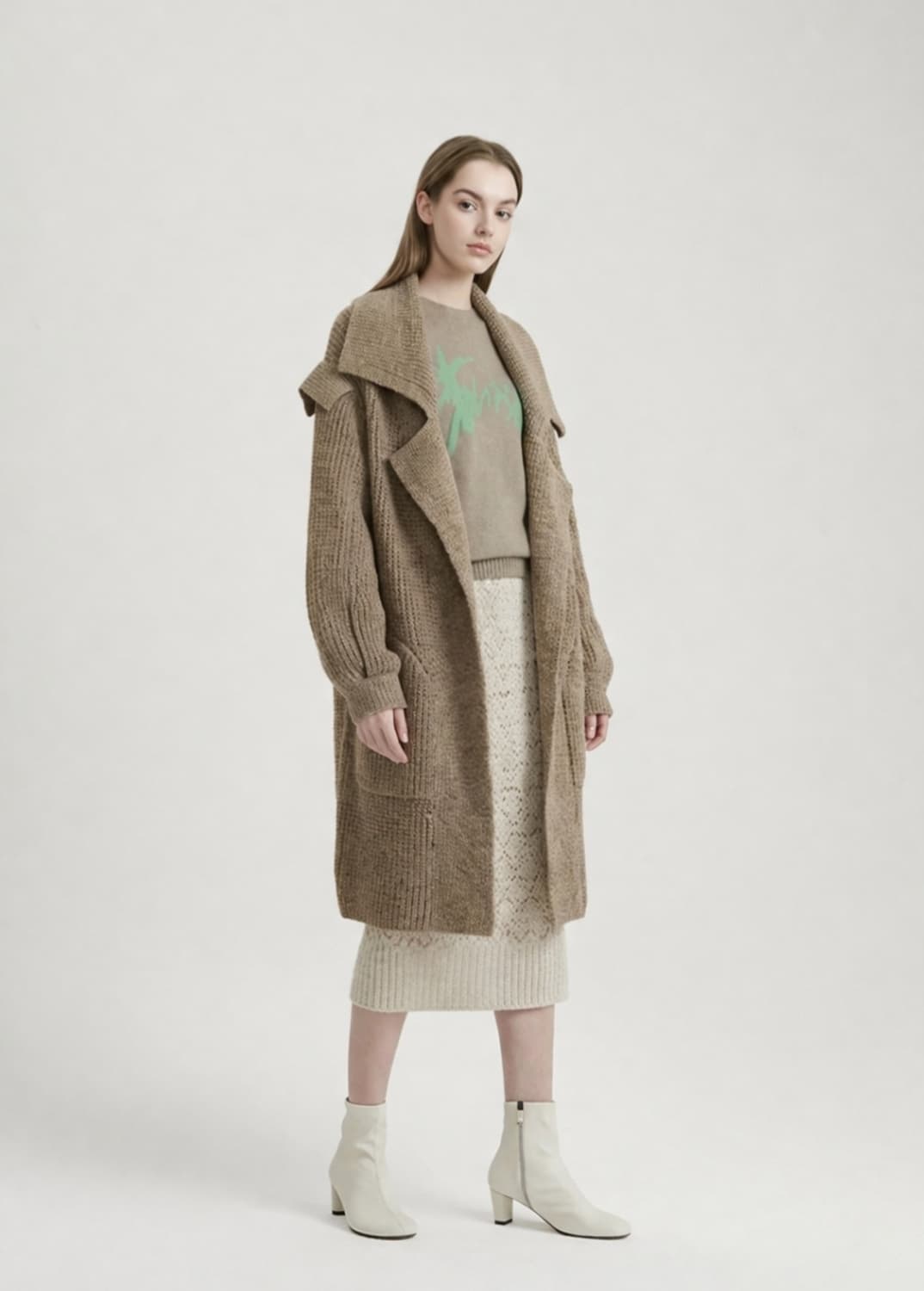 타임 알파카울 블렌드 오픈 가디건 프리사이즈 상품이미지1