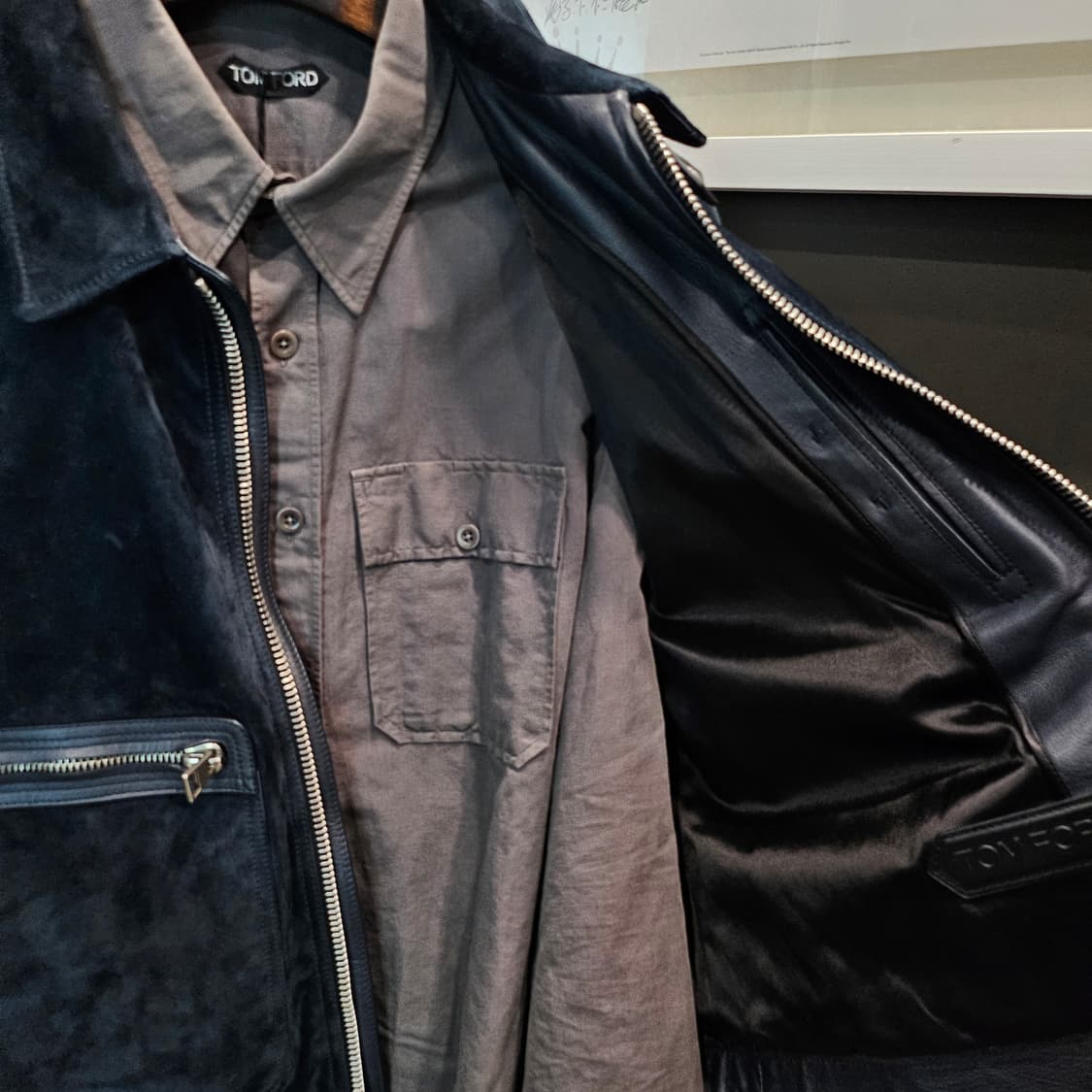 톰포드 풀 그레인 레더트림 스웨이드 신상 트러커자켓 상품이미지8