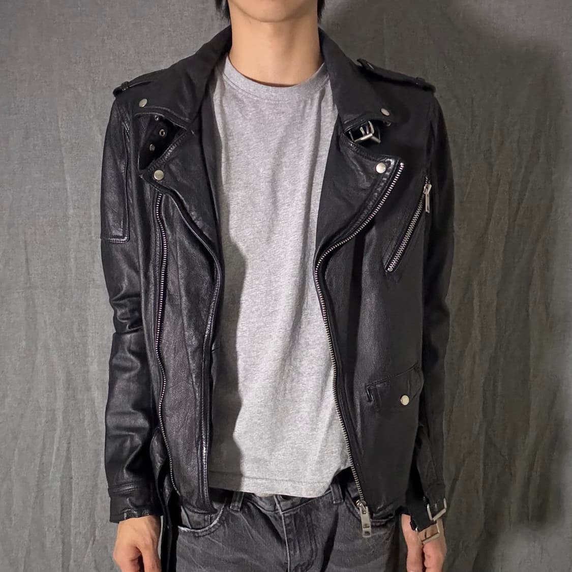 소가죽 더블벨트 라이더 자켓 상품이미지2