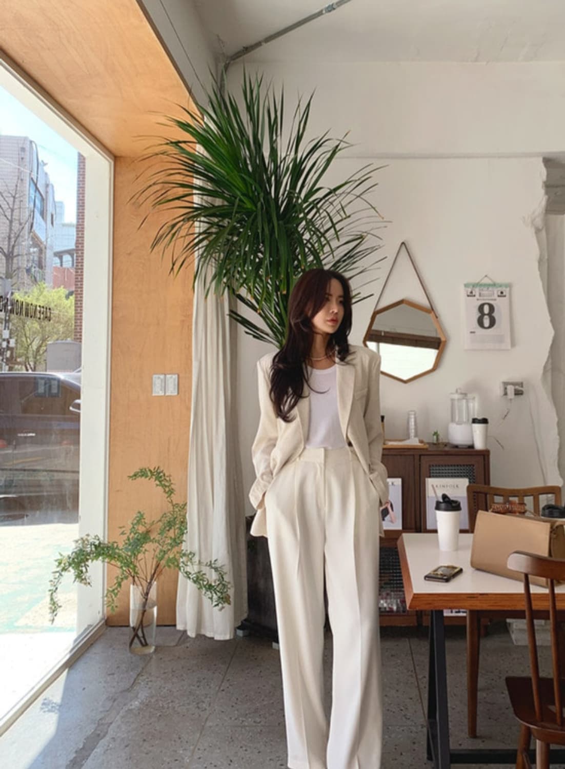 화이트 펀틱 슬랙스 팬츠 상품이미지5