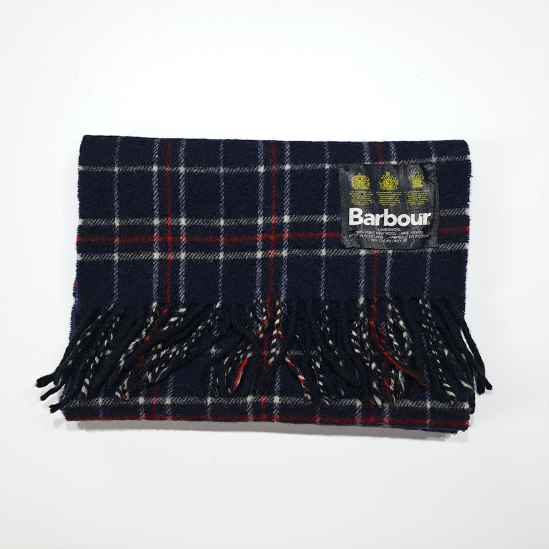 MX534 바버 90s 스코틀랜드판 램스울 타탄체크 네이비 머플러 목도 상품이미지6