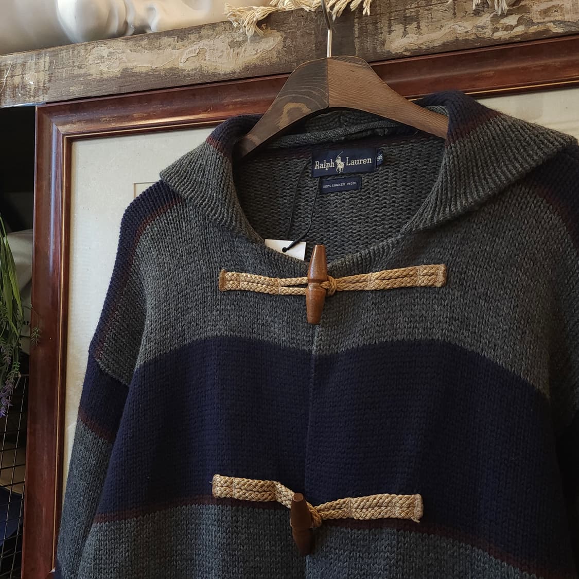 90s 폴로 랄프로렌 빅 스트라이프 샤커 울 로브 더플코트 105 상품이미지6