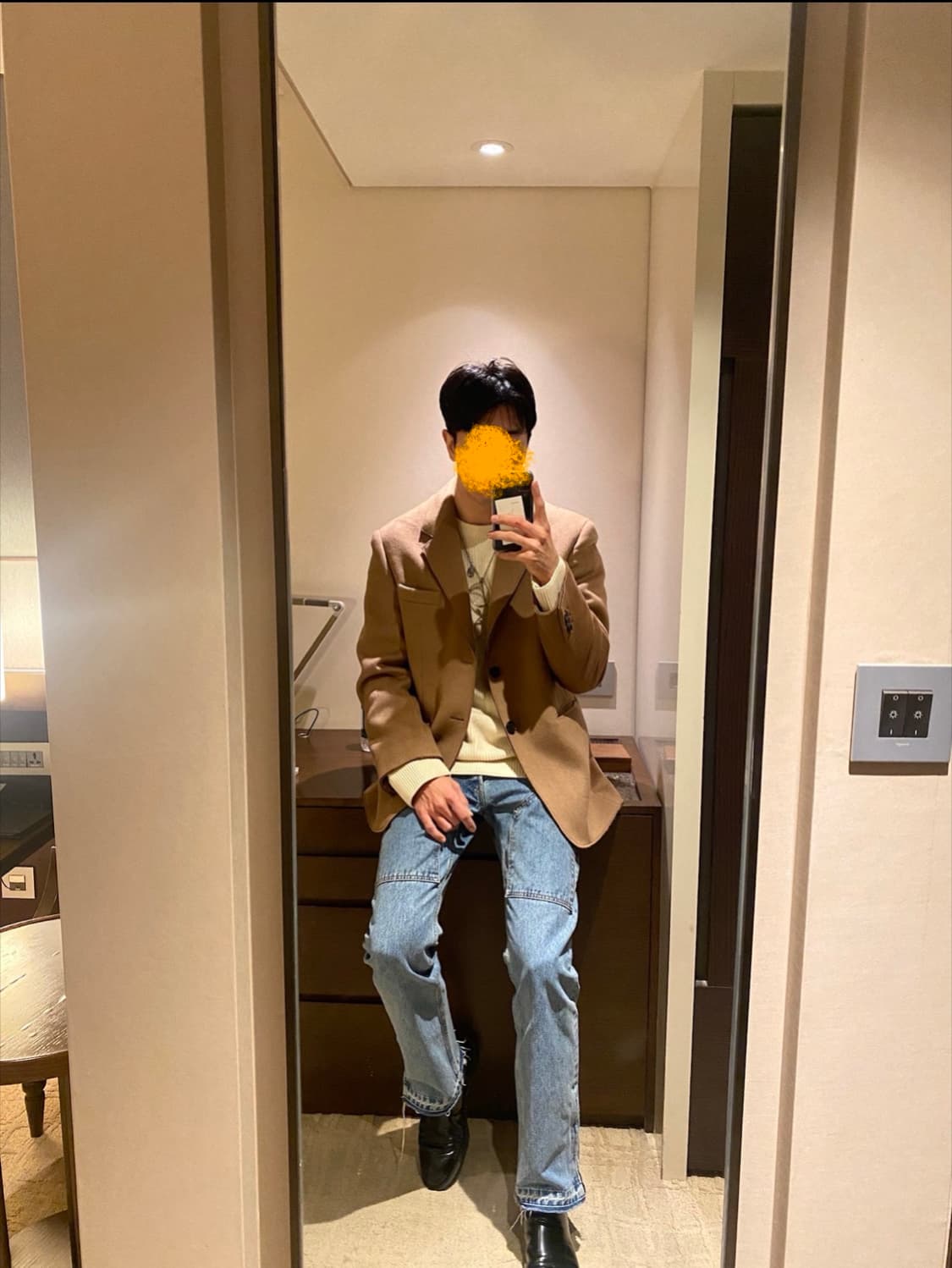 토니웩 아카이브 컷팅 블레이저 L 카멜 상품이미지2