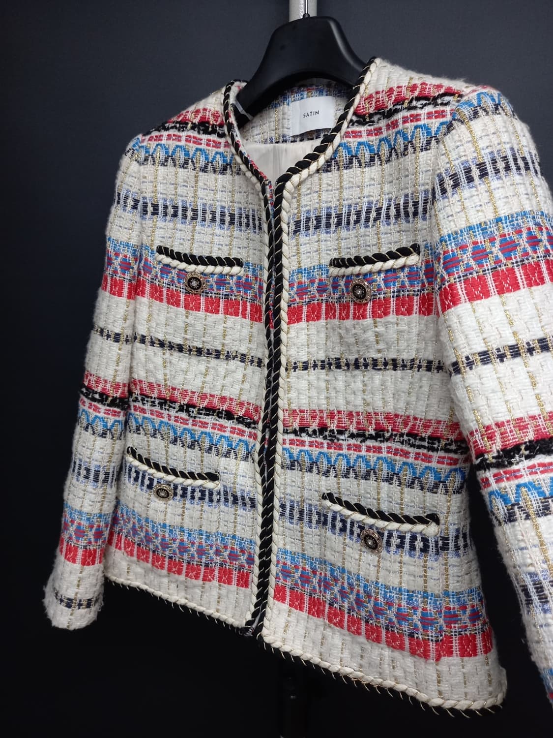 샤틴 SATIN 춘추동 트위드 숏 자켓 55.44 상품이미지5