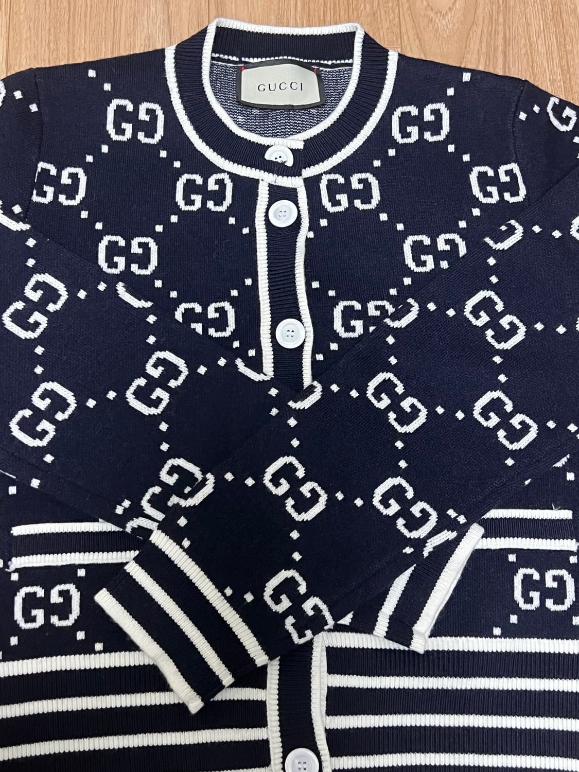 구찌 GG 패턴 가디건 M 네이비 상품이미지2