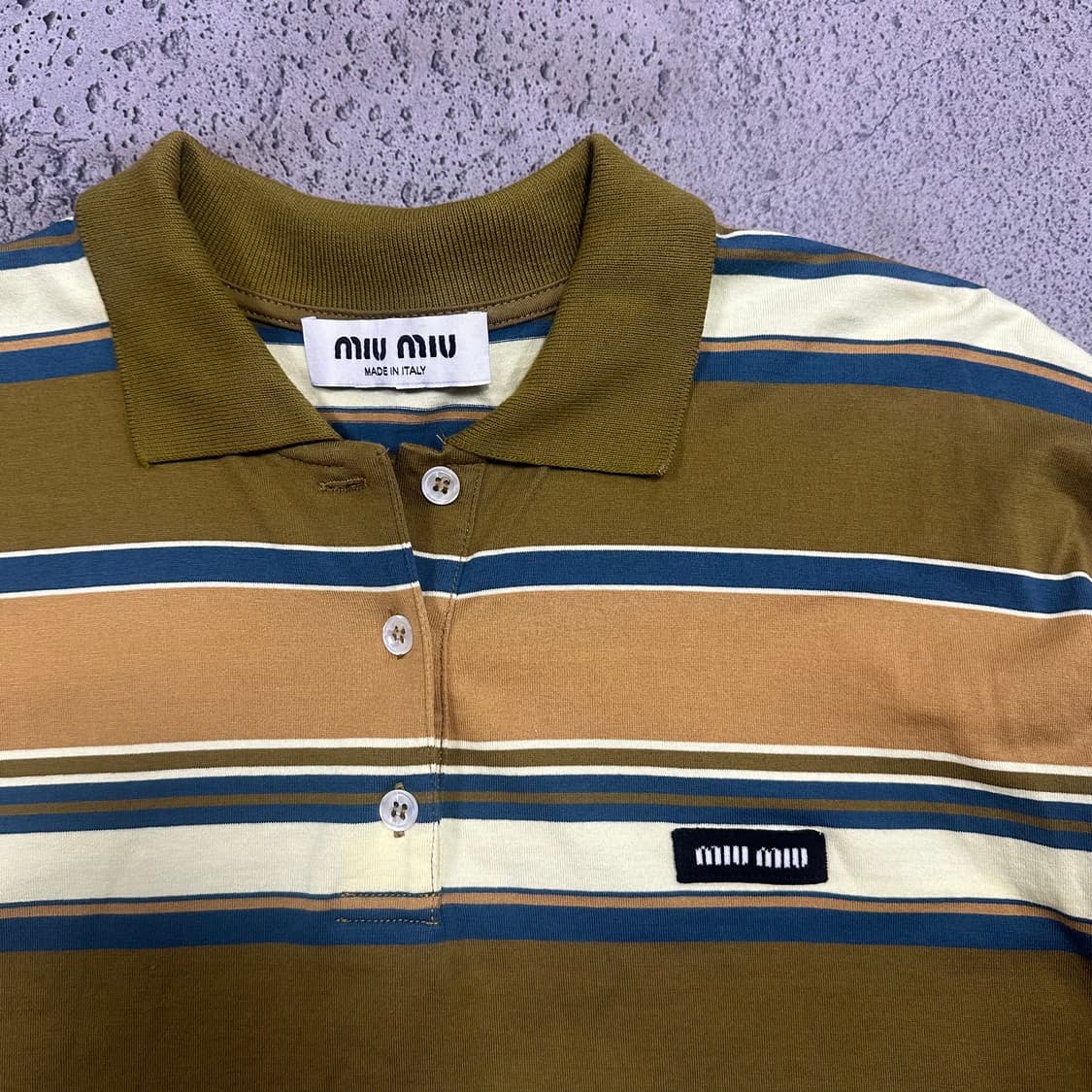 ✨ (바배) 미우미우 스트라이프 폴로 셔츠 카라 롱슬리브  상품이미지3