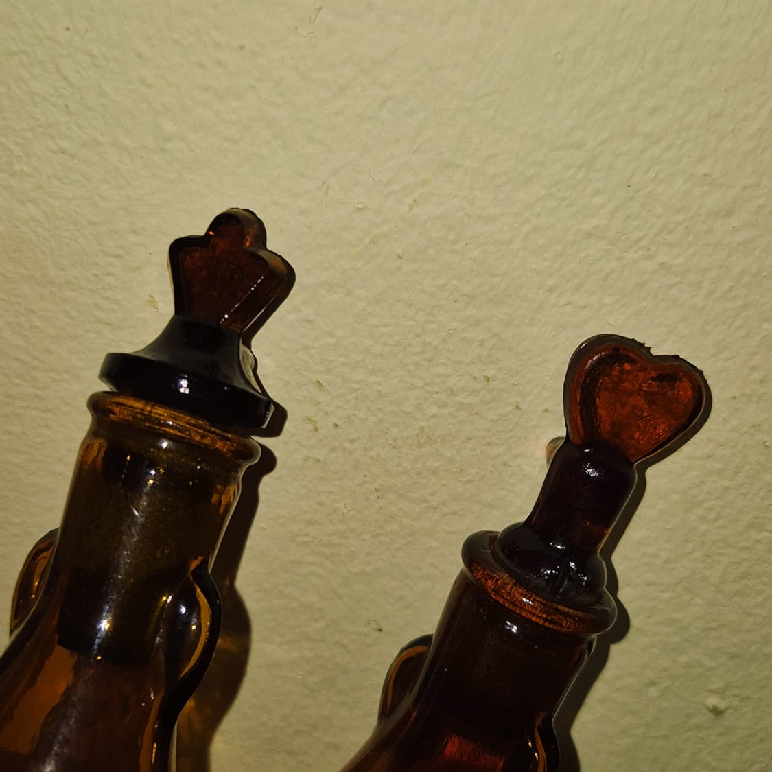 80s 핸드블로운 엠버 보들 하트&클로버 1p 상품이미지7