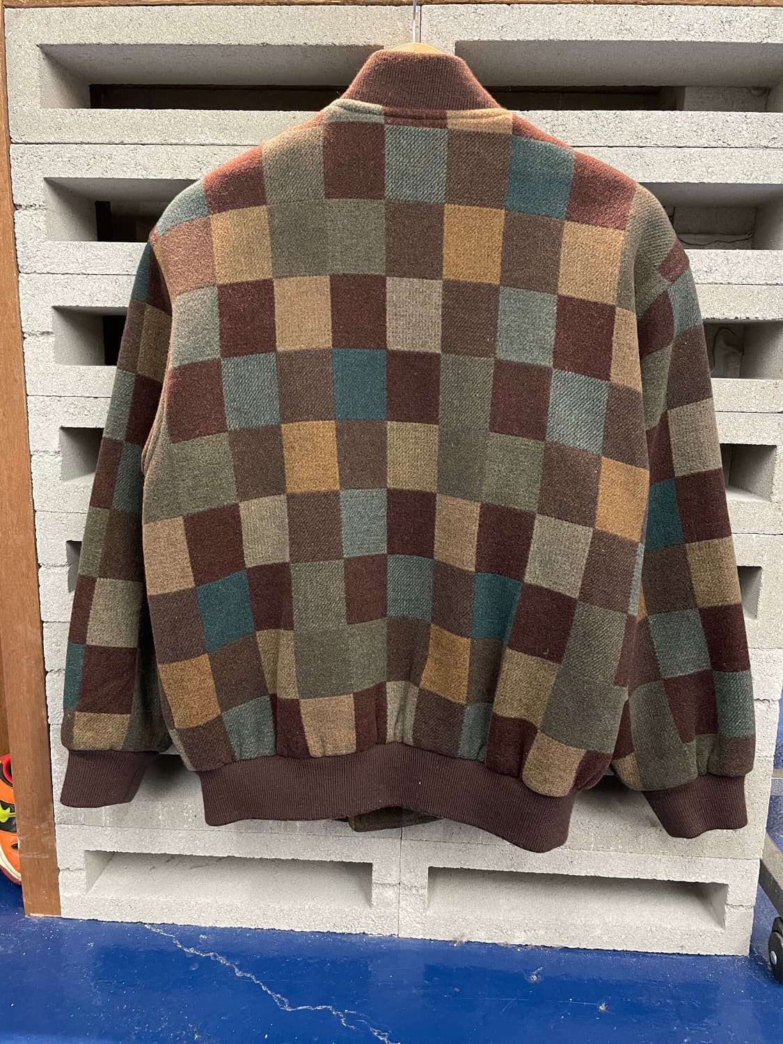 1990s Rubens 블럭체크 울 블루종 자켓 상품이미지8