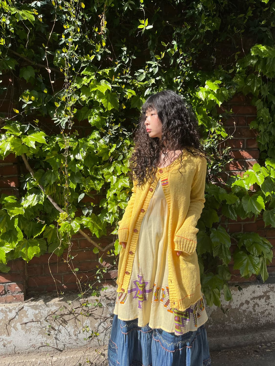 Titicaca 노랑 그물 니트 가디건 상품이미지3