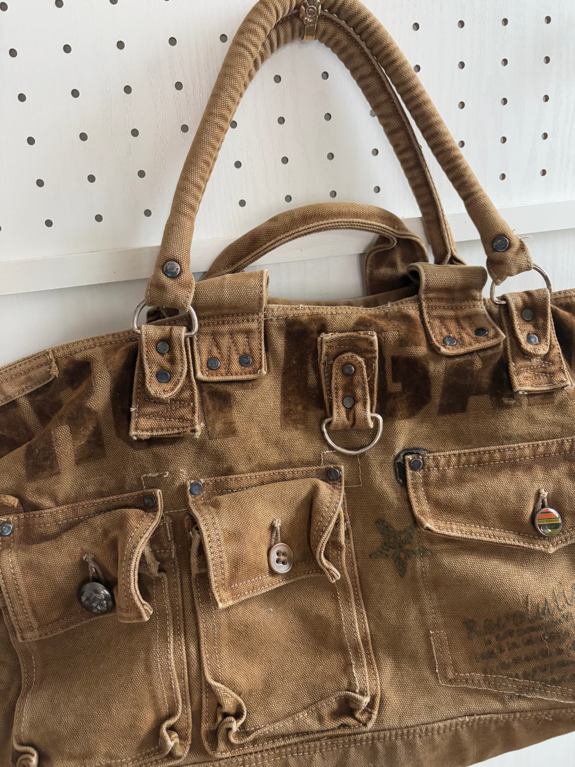 Brown vintage printed big shoulder bag 상품이미지4