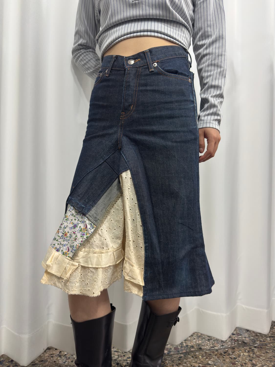 denim design skirt 상품이미지1