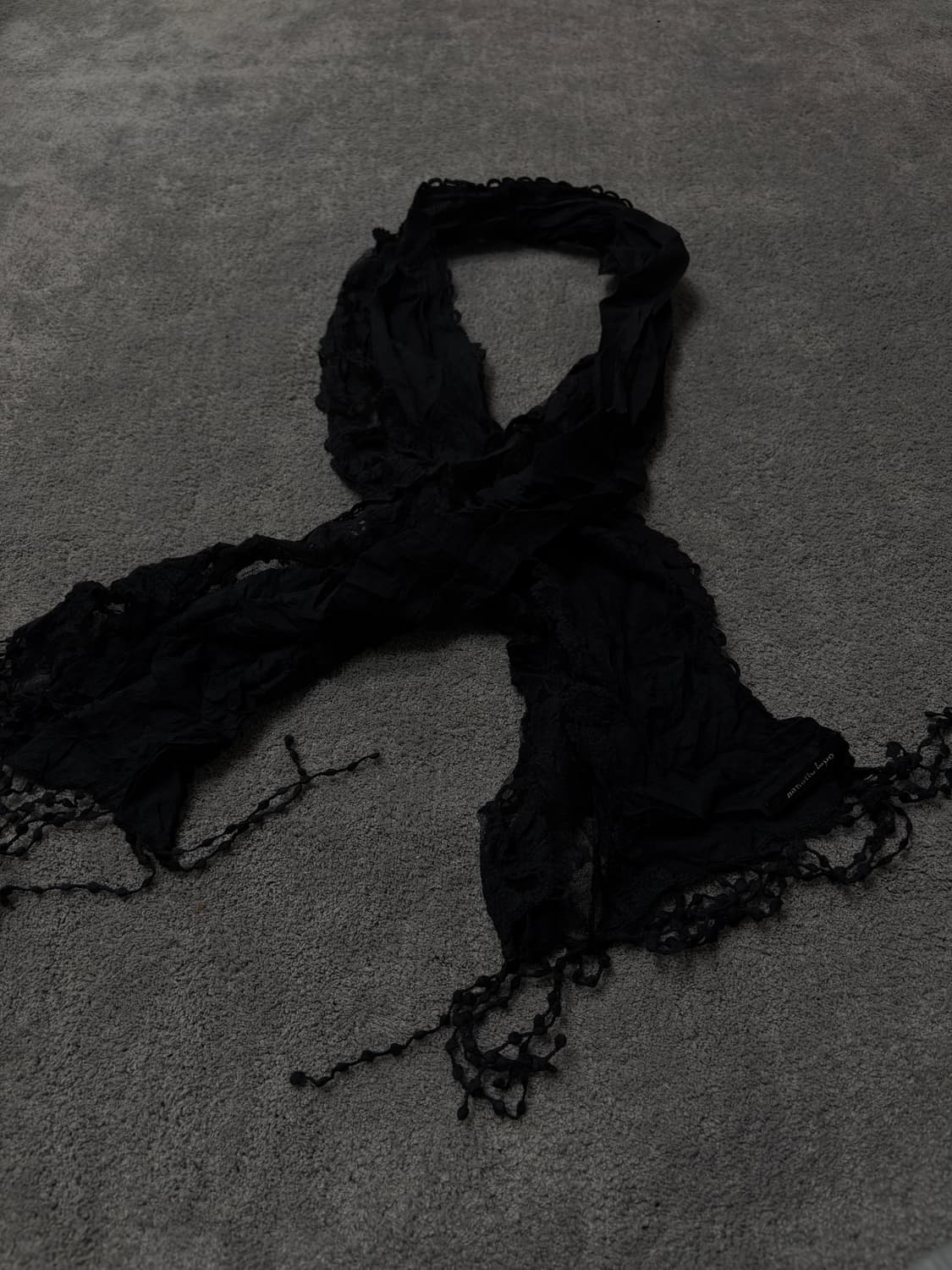 Vintage v-kei punk mood black scarf 상품이미지3