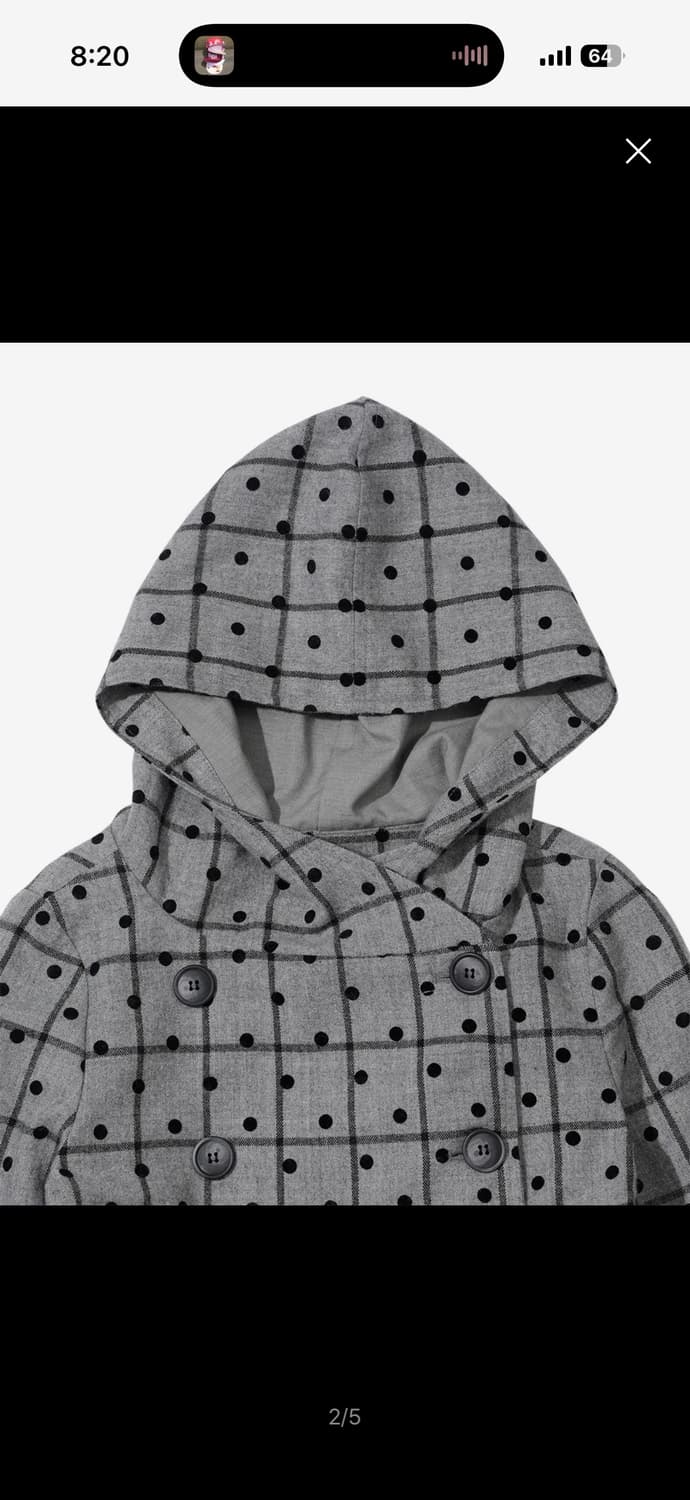 더뮤지엄비지터 프릴 체크 버튼 재킷 그레이 상품이미지2