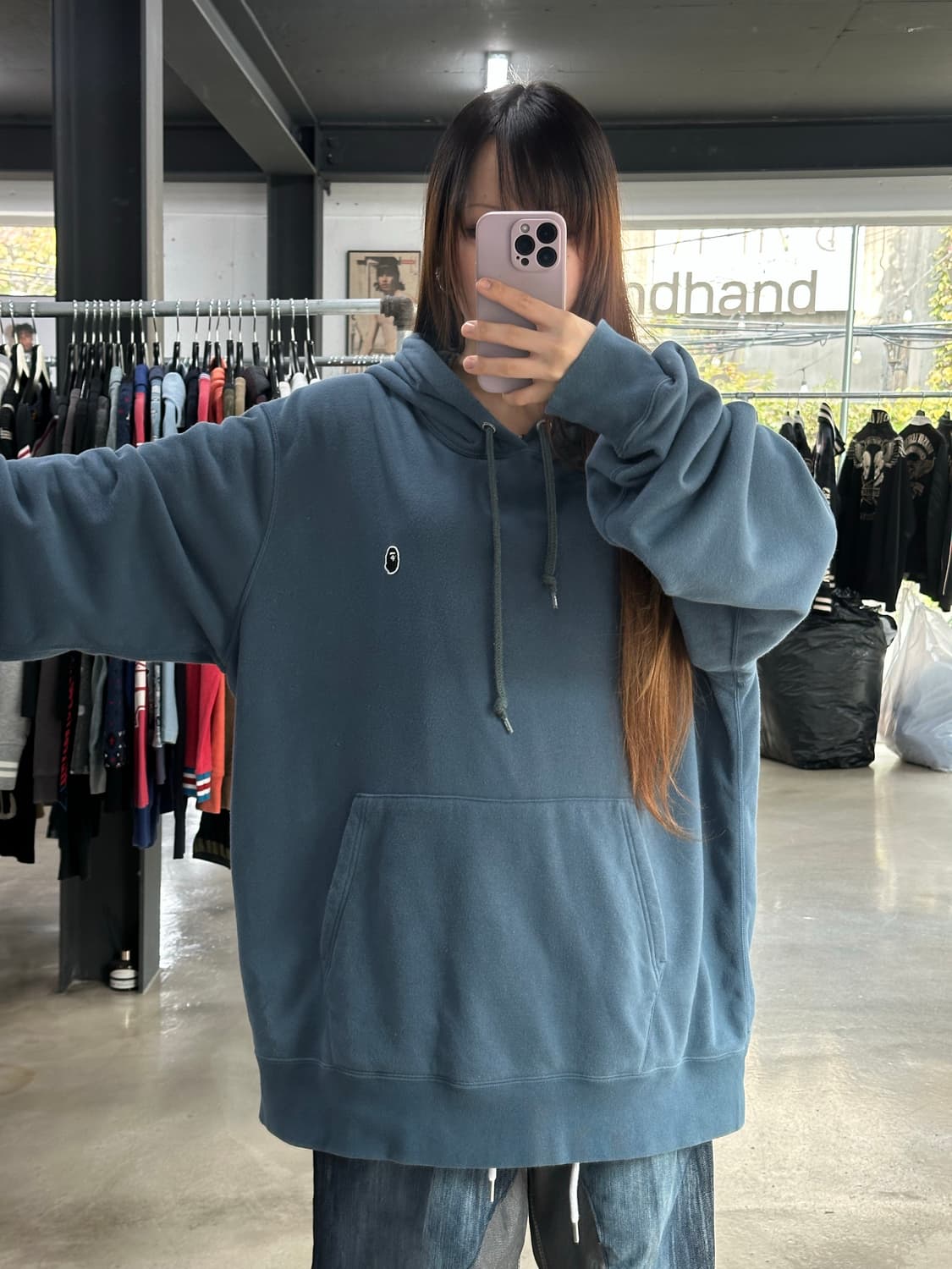 베이프 재팬 자수사루 풀오버 후드티 상품이미지3