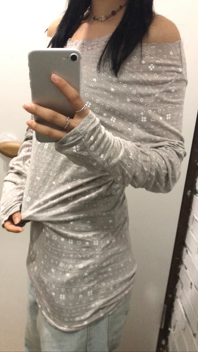 패턴 그레이 롱슬리브 상품이미지2