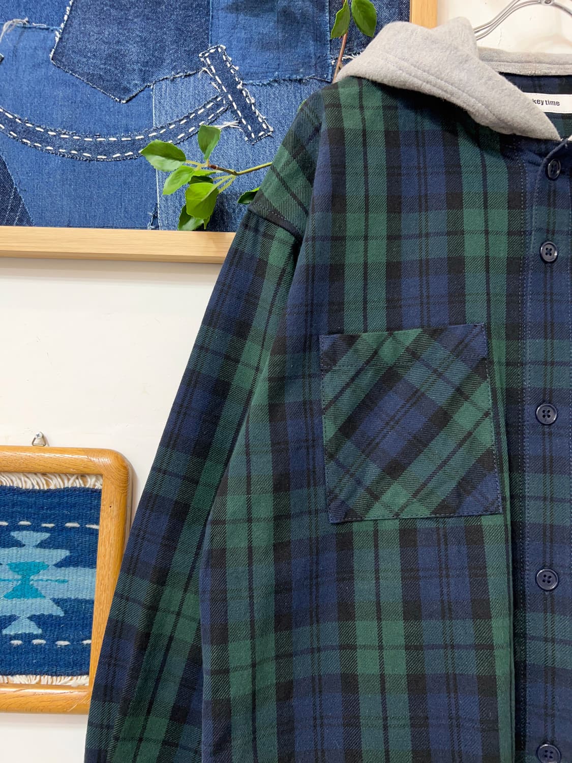 Monkey time   Black Watch Hooded shirt  상품이미지4