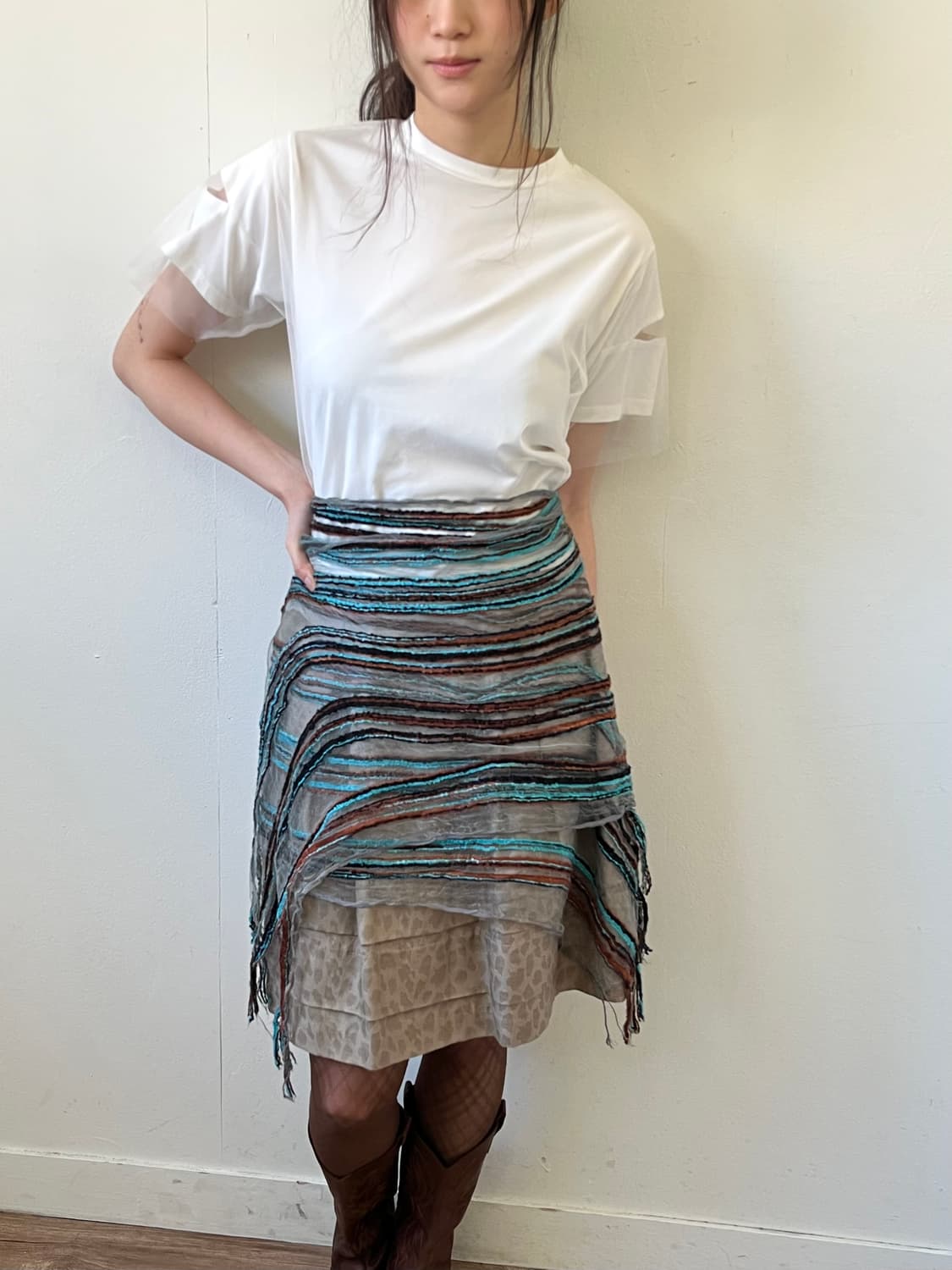 Japan vtg 시스루 머플러 상품이미지6