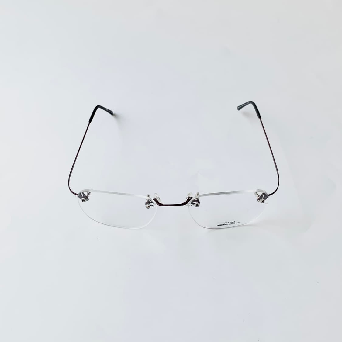 870 와인 티타늄 무테 안경 슬림 직사각 림리스 초경량 소형 데드스탁 상품이미지2