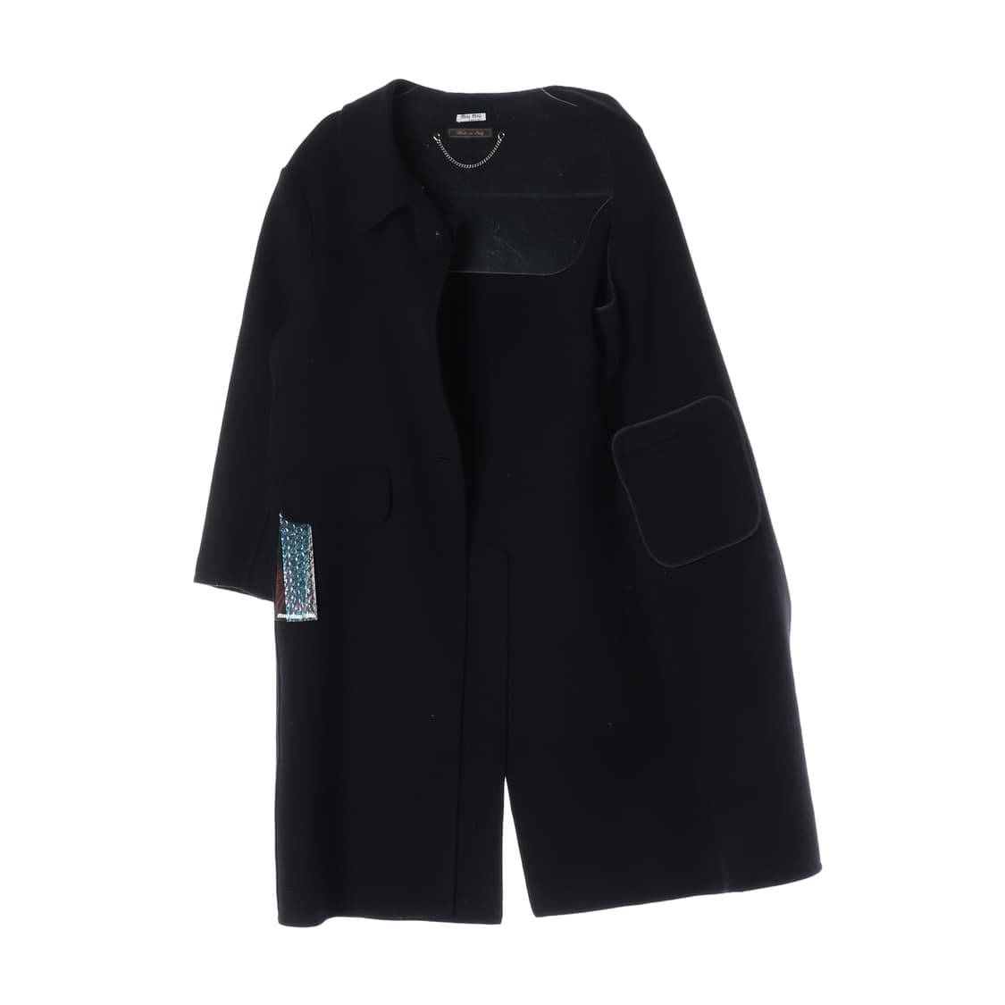 미우미우 울100% 싱글 롱 코트 블랙 상품이미지2