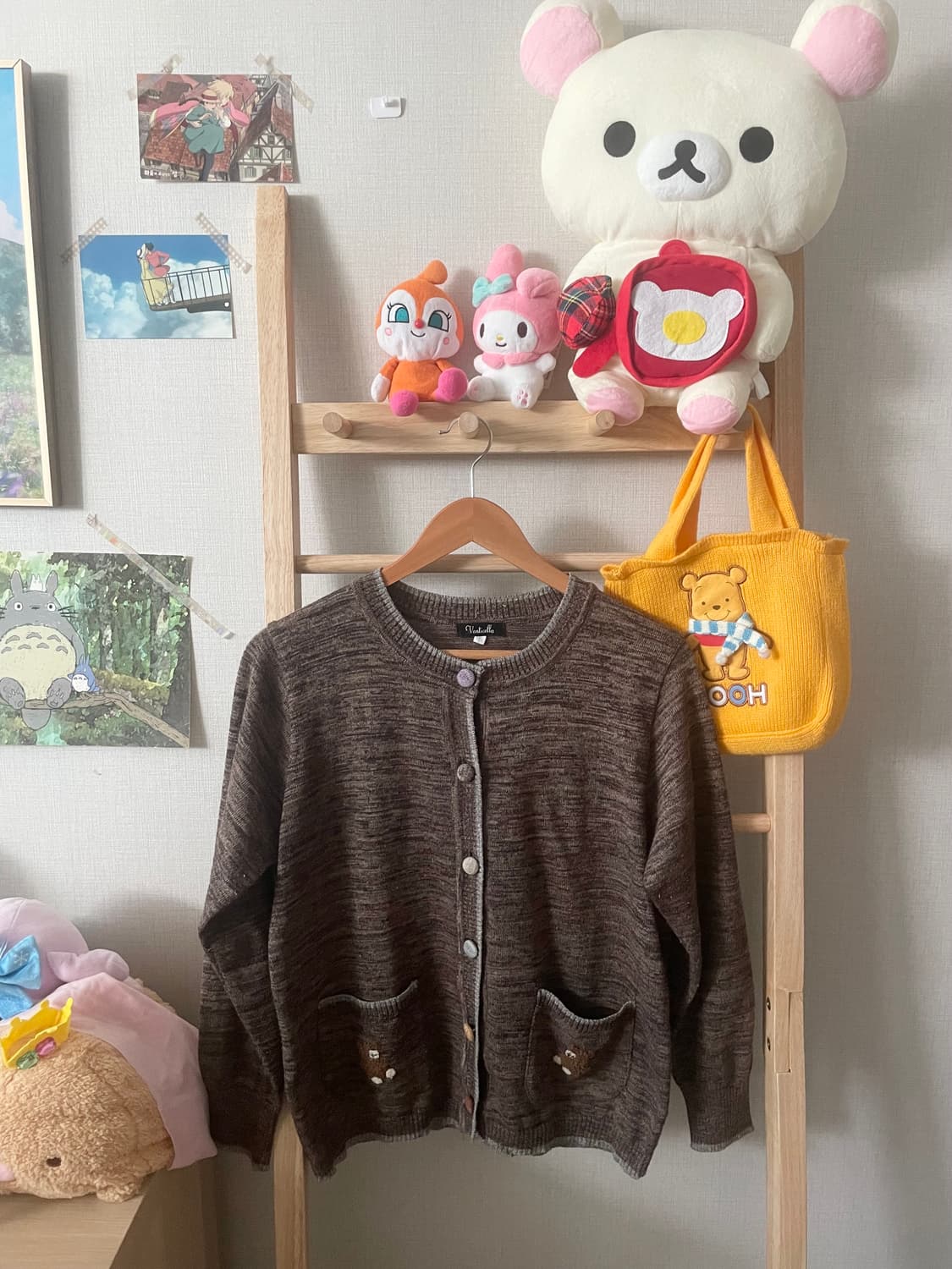 모리걸 빈티지 곰돌이 브라운 가디건 스커트 set🐻🤎 상품이미지2