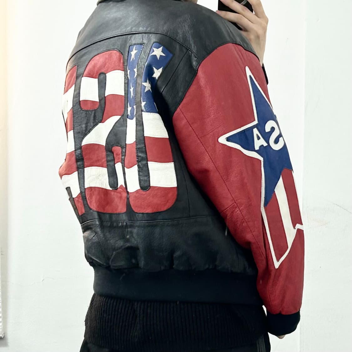 Michael Hoban 소가죽 성조기 봄버 자켓 상품이미지3